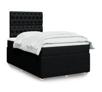 vidaXL Sommier à lattes de lit avec matelas noir 120x190 cm tissu