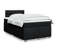 vidaXL Sommier à lattes de lit avec matelas noir 120x190 cm tissu