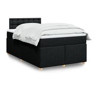 vidaXL Sommier à lattes de lit avec matelas noir 120x190 cm tissu