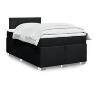 vidaXL Sommier à lattes de lit avec matelas noir 120x190 cm tissu