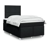 vidaXL Sommier à lattes de lit avec matelas noir 120x190 cm tissu, lit, lit à plate-forme, lit à panneaux, meuble de chambre à coucher, canapé-lit Noir