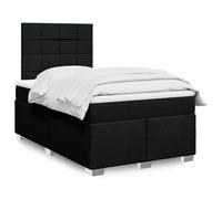 vidaXL Sommier à lattes de lit avec matelas noir 120x190 cm tissu, lit, lit à plate-forme, lit à panneaux, meuble de chambre à coucher, canapé-lit Noir