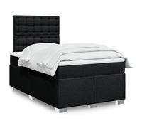 vidaXL Sommier à lattes de lit avec matelas noir 120x190 cm tissu, lit, lit à plate-forme, lit à panneaux, meuble de chambre à coucher, canapé-lit Noir