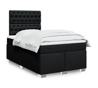 vidaXL Sommier à lattes de lit avec matelas noir 120x190 cm tissu, lit, lit à plate-forme, lit à panneaux, meuble de chambre à coucher, canapé-lit Noir
