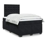 Vidaxl Sommier À Lattes De Lit Avec Matelas Noir 120x190 Cm Velours Noir
