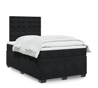 Vidaxl Sommier À Lattes De Lit Avec Matelas Noir 120x190 Cm Velours Noir