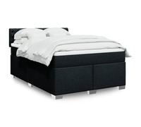 vidaXL Sommier à lattes de lit avec matelas Noir 140x190 cm Tissu