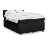 vidaXL Sommier à lattes de lit avec matelas Noir 140x190 cm Tissu