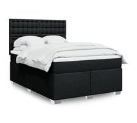 vidaXL Lit boxspring avec matelas noir 140x190 cm Tissu