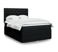 vidaXL Sommier à lattes de lit avec matelas Noir 140x200 cm Tissu