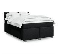 vidaXL Sommier à lattes de lit avec matelas Noir 140x200 cm Tissu