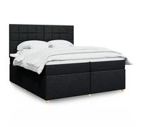 vidaXL Sommier à lattes de lit avec matelas Noir 200x200 cm Tissu