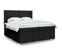 vidaXL Sommier à lattes de lit avec matelas Noir 200x200 cm Tissu