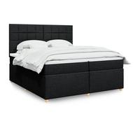 vidaXL Sommier à Lattes de lit avec Matelas Noir 200x200 cm Tissu