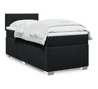 vidaXL Sommier à lattes de lit avec matelas Noir 90x190 cm Tissu, lit, lit à plate-forme, lit à panneaux, meuble de chambre 3288038 Noir G