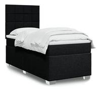 Vidaxl Sommier À Lattes De Lit Avec Matelas Noir 90x190 Cm Tissu Noir