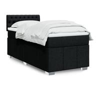 Vidaxl Sommier À Lattes De Lit Avec Matelas Noir 90x190 Cm Tissu Noir