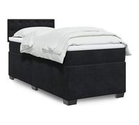 vidaXL Sommier à lattes de lit avec matelas Noir 90x190 cm Velours, lit, lit à plate-forme, lit à panneaux, meuble de 3286188 Noir G