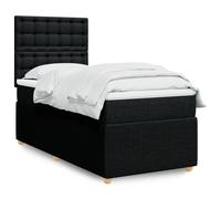 Vidaxl Sommier À Lattes De Lit Avec Matelas Noir 90x200 Cm Tissu Noir