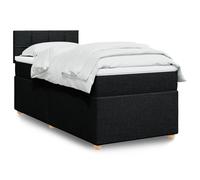 vidaXL Sommier à lattes de lit avec matelas noir simple tissu, lit, lit à plate-forme, lit à panneaux, meuble de chambre à coucher, canapé-lit Noir