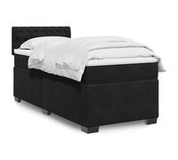 Vidaxl Sommier À Lattes De Lit Avec Matelas Noir Simple Velours Noir