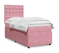 vidaXL Sommier à lattes de lit avec matelas Rose 100x200 cm Velours