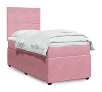 vidaXL Sommier à lattes de lit avec matelas Rose 100x200 cm Velours