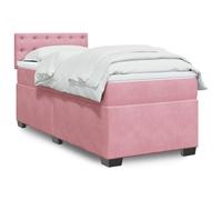 vidaXL Sommier à lattes de lit avec matelas Rose 100x200 cm Velours