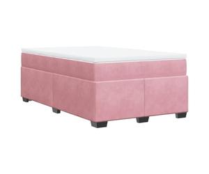 vidaXL Sommier à Lattes de lit avec Matelas Rose 120x190 cm Velours, lit, lit à Plate-Forme, lit à Panneaux, Meuble de Chambre à Coucher, canapé-lit