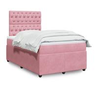 vidaXL Sommier à lattes de lit avec matelas rose 120x190 cm velours Rose