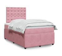 vidaXL Sommier à lattes de lit avec matelas rose 120x190 cm velours Rose