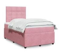 vidaXL Sommier à lattes de lit avec matelas 120x200 cm Rose Velours