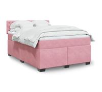 vidaXL Sommier à lattes de lit avec matelas Rose 140x190 cm Velours