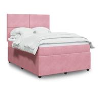 vidaXL Sommier à lattes de lit avec matelas Rose 140x190 cm Velours