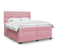vidaXL Sommier à lattes de lit avec matelas Rose 200x200 cm Velours