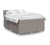 Vidaxl Sommier À Lattes De Lit Avec Matelas Taupe 160x200 Cm Tissu Gris