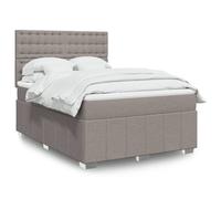 vidaXL Sommier à lattes de lit avec matelas Taupe 160x200 cm Tissu Gris