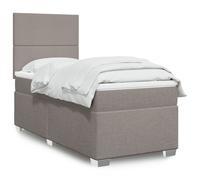 Vidaxl Sommier À Lattes De Lit Avec Matelas Taupe 90x200 Cm Tissu Gris