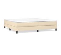 vidaXL Cadre de lit rembourré – Sommier à lattes, pieds, tissu crème, 200x200 cm