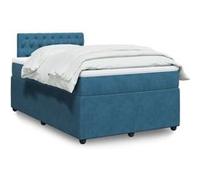 Vidaxl Sommier À Lattes De Lit Et Matelas Bleu 120x200 Cm Velours Multicolore