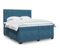 vidaXL Sommier à lattes de lit et matelas Bleu 200x200 cm velours, lit, lit à plate-forme, lit à panneaux, meuble de chambre à coucher, canapé-lit Bleu G