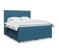 vidaXL Sommier à lattes de lit et matelas Bleu foncé 200x200cm Velours