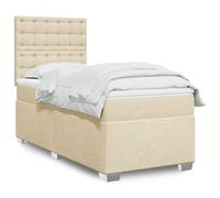Vidaxl Sommier À Lattes De Lit Et Matelas Crème 90x190 Cm Tissu Multicolore