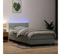 vidaXL Sommier à lattes de lit et matelas et LED gris clair 90x210 cm velours 3317151 Gris