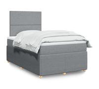 vidaXL Sommier à lattes de lit et matelas gris clair 120x190 cm tissu