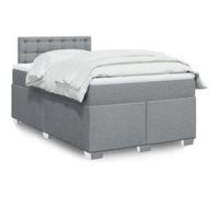 vidaXL Sommier à lattes de lit et matelas gris clair 120x190 cm tissu