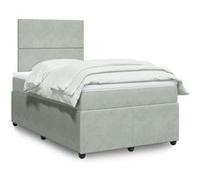 Vidaxl Sommier À Lattes De Lit Et Matelas Gris Clair 120x190cm Velours Multicolore