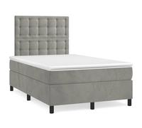 Vidaxl Sommier À Lattes De Lit Et Matelas Gris Clair 120x190cm Velours Multicolore