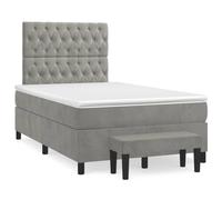 Vidaxl Sommier À Lattes De Lit Et Matelas Gris Clair 120x190cm Velours Multicolore