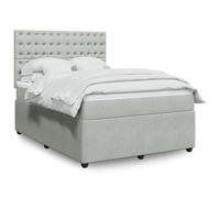 vidaXL Sommier à lattes de lit et matelas Gris clair 140x190cm Velours Multicolore
